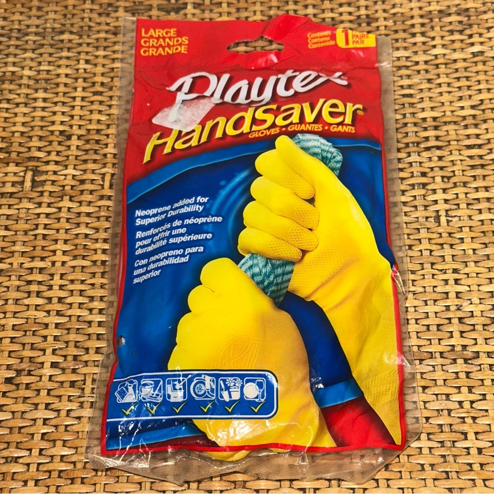 Vintage 2005 1 Pair Playtex Handsaver Gloves FlexStrong Formula Yellow Large